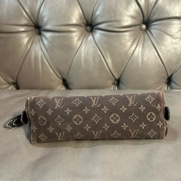 Louis Vuitton Cosmetic Bag Brown Denim Mini Lin Idylle Monogram Pouch Clutch